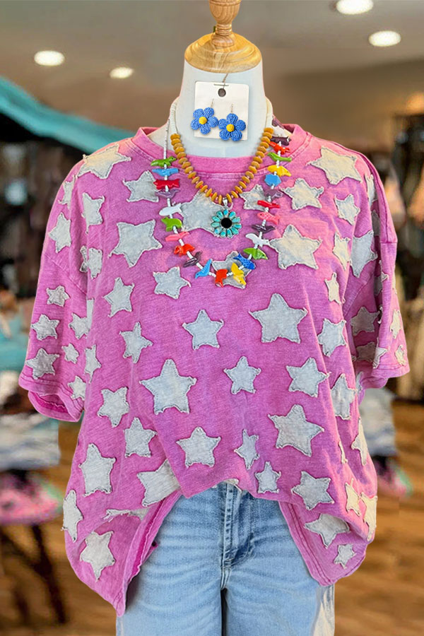 Retro Star Patchwork T-Shirt