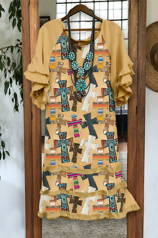 Jesus Bless You Raglan Sleeves Midi Dress