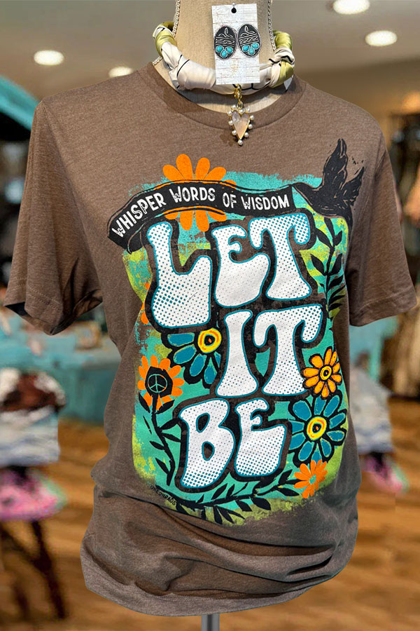 Western Flowers Let It Be Brown Tee