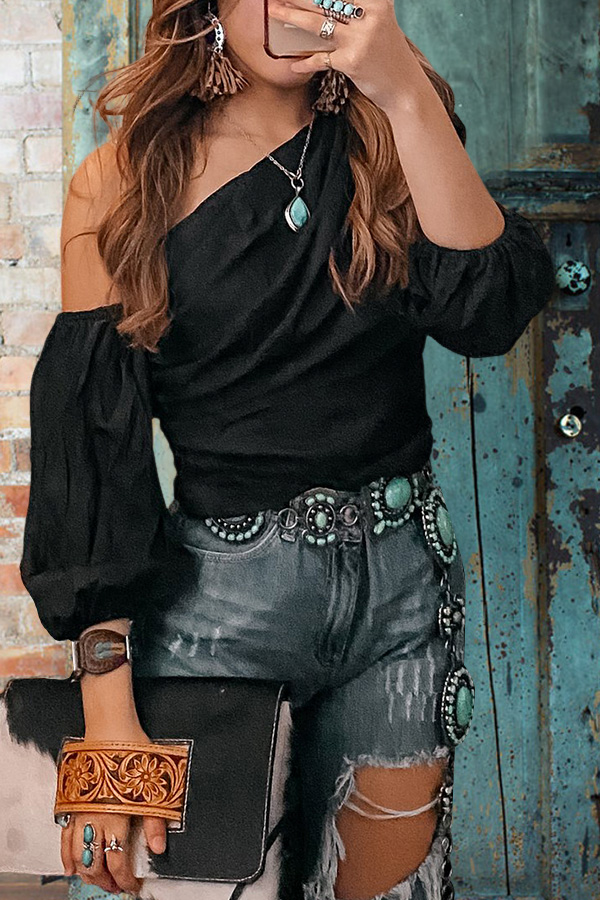 Vintage One-shoulder Blouse