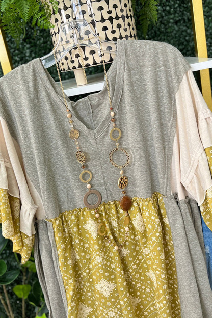 Graphic Print Ruffled V-neck T-shirt