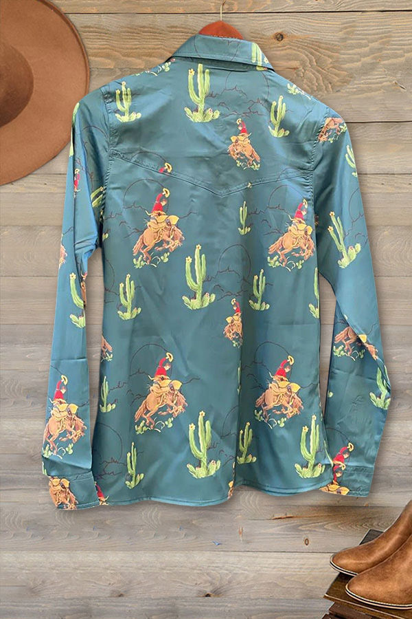 Bronc Horse Cactus Print Shirt