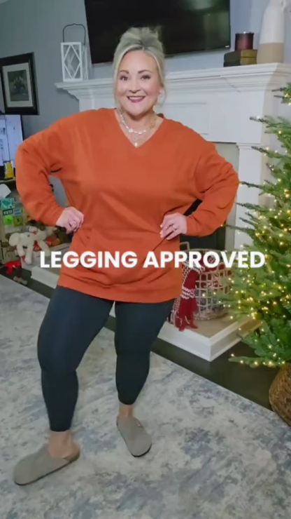 V-Neck Pocketed Pullover Sweatshirt