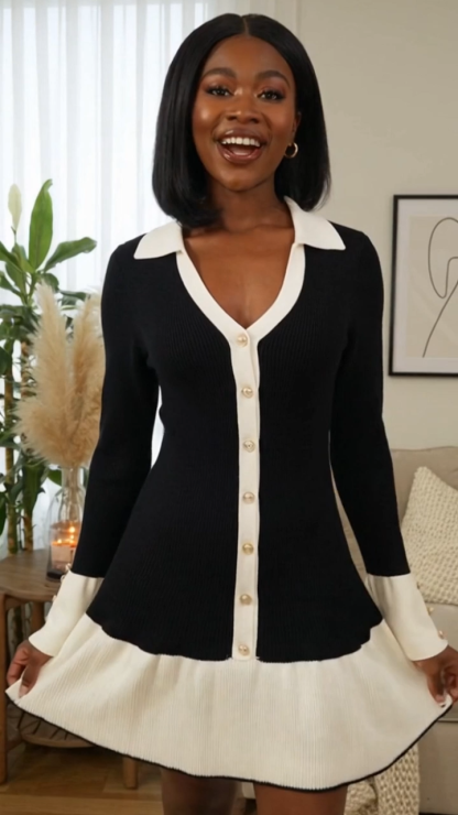 Classic Ruffled Knit Dress