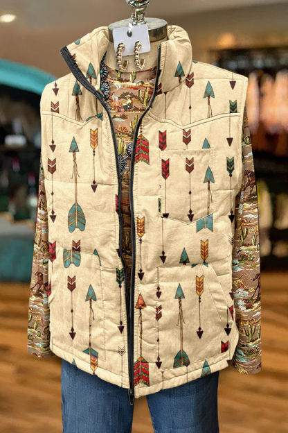 Chic Western Cowboy National Totem Aztec Print Vest