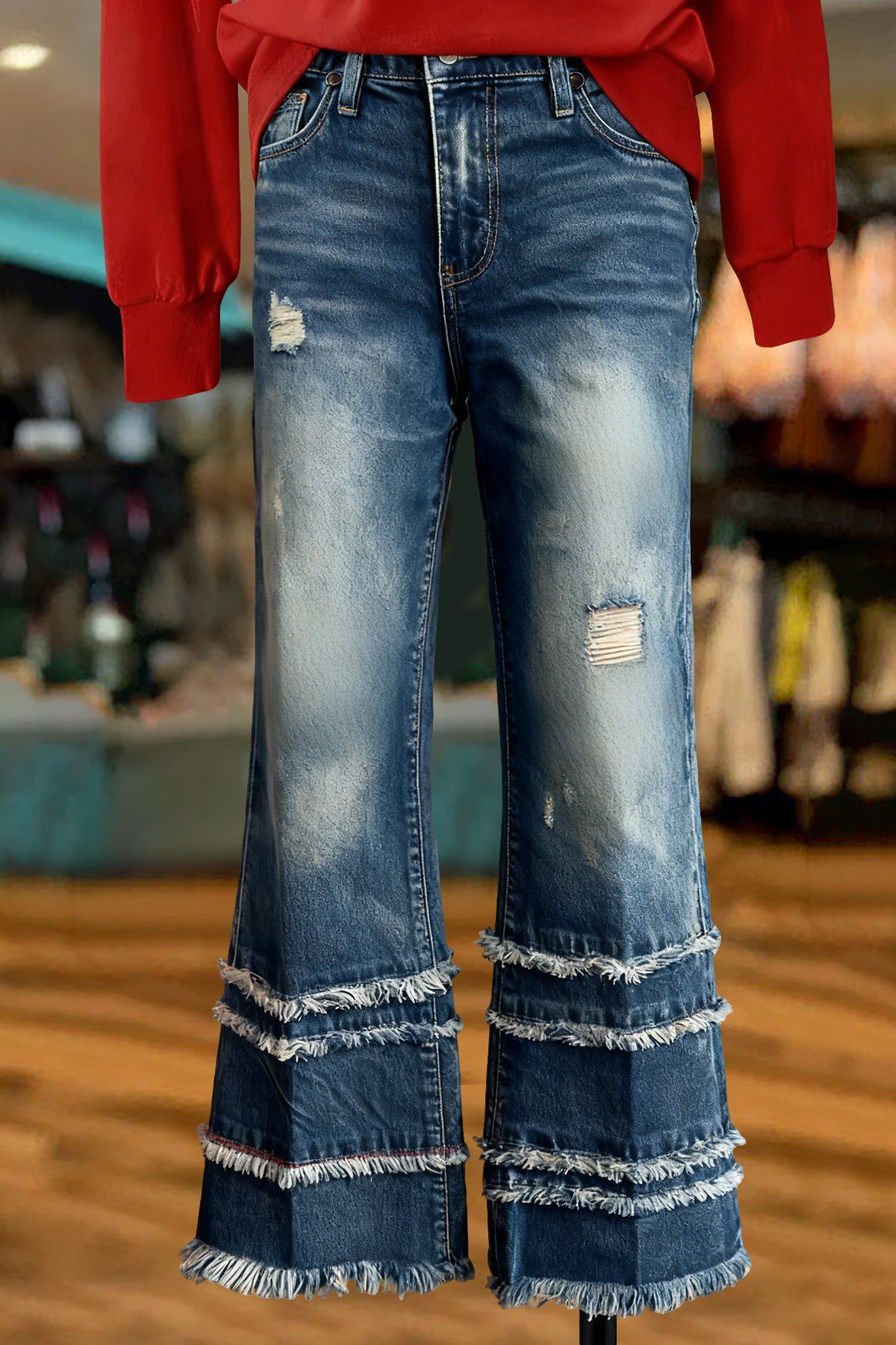 Classic Denim Raw Edge Pants