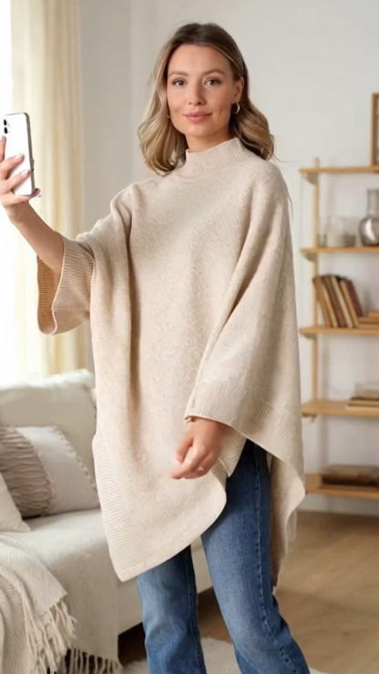 Plain Loose Elegant Fashion Knit Shawl