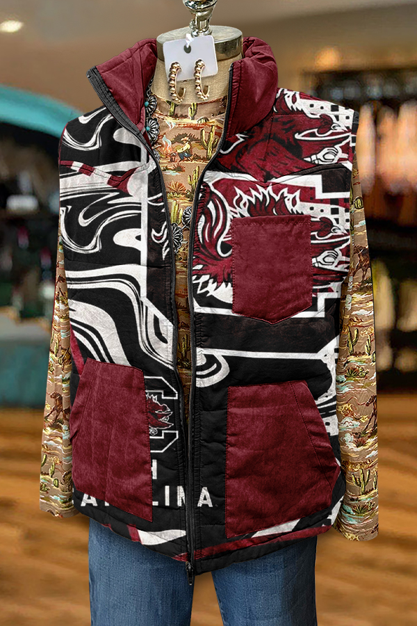 Chic Gameday Carolina Gamecocks Football Print Vest