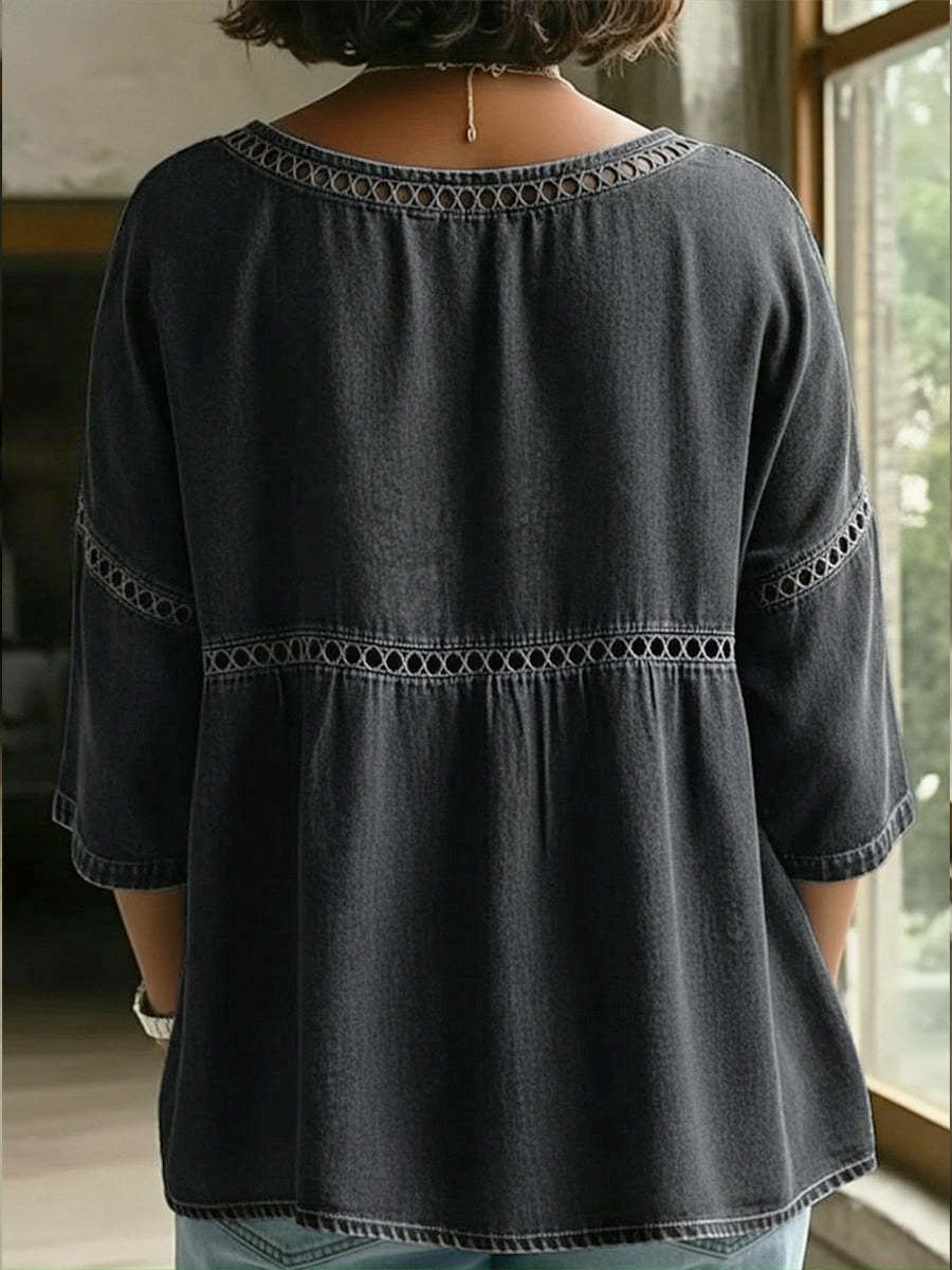 Casual Webbing Denim Top