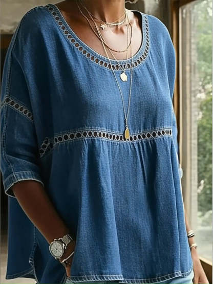 Casual Webbing Denim Top