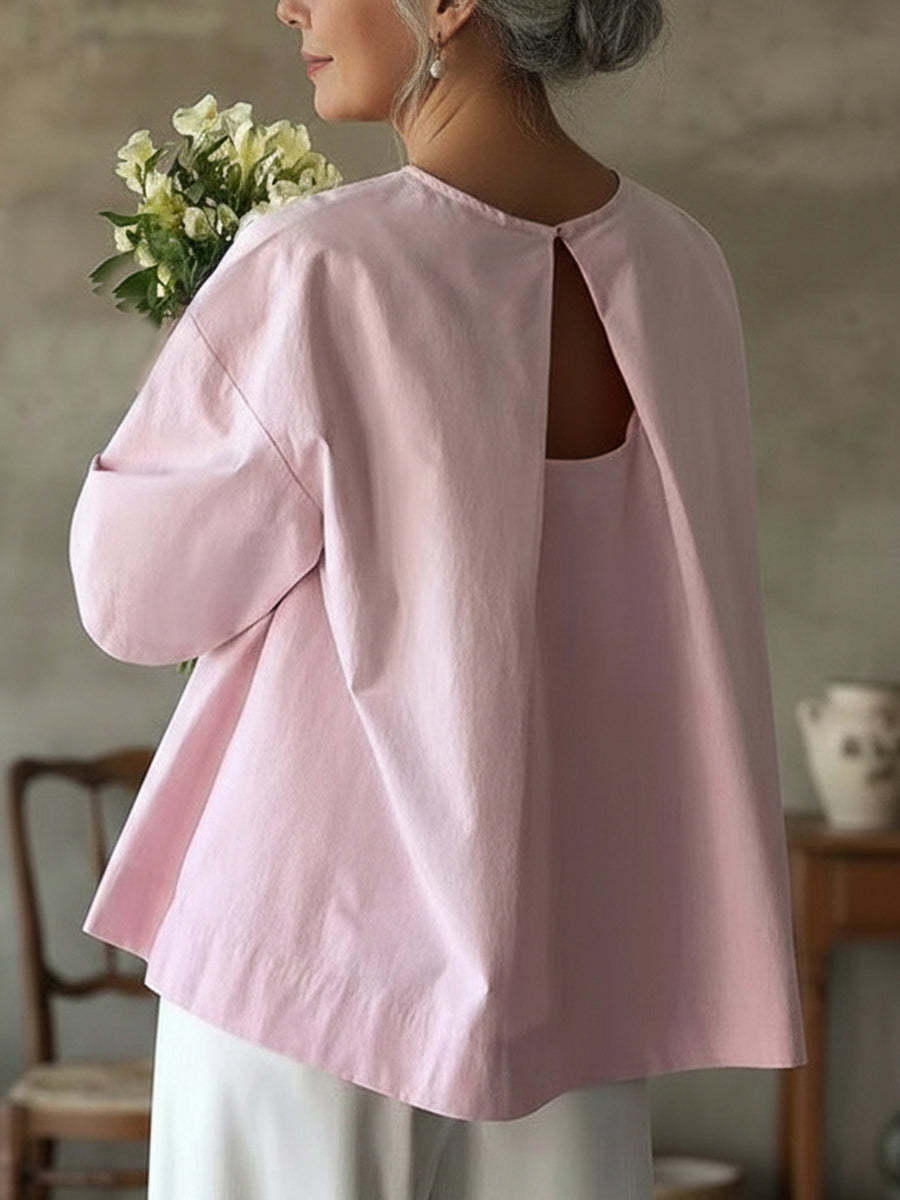 Elegant Backless Design 100% Cotton Shirt Top