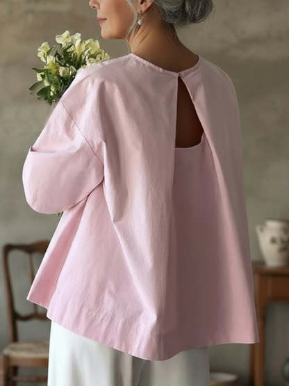 Elegant Backless Design 100% Cotton Shirt Top