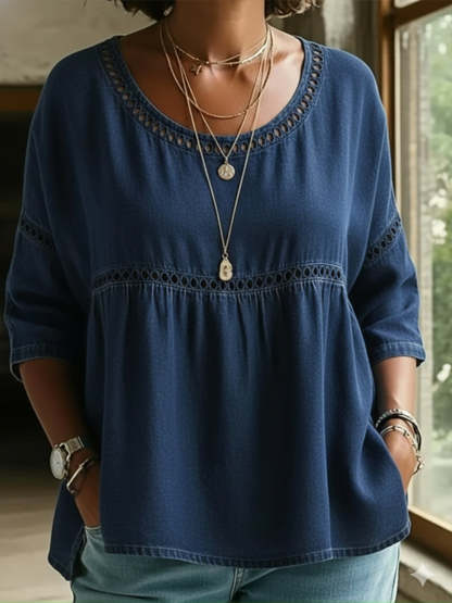 Casual Webbing Denim Top