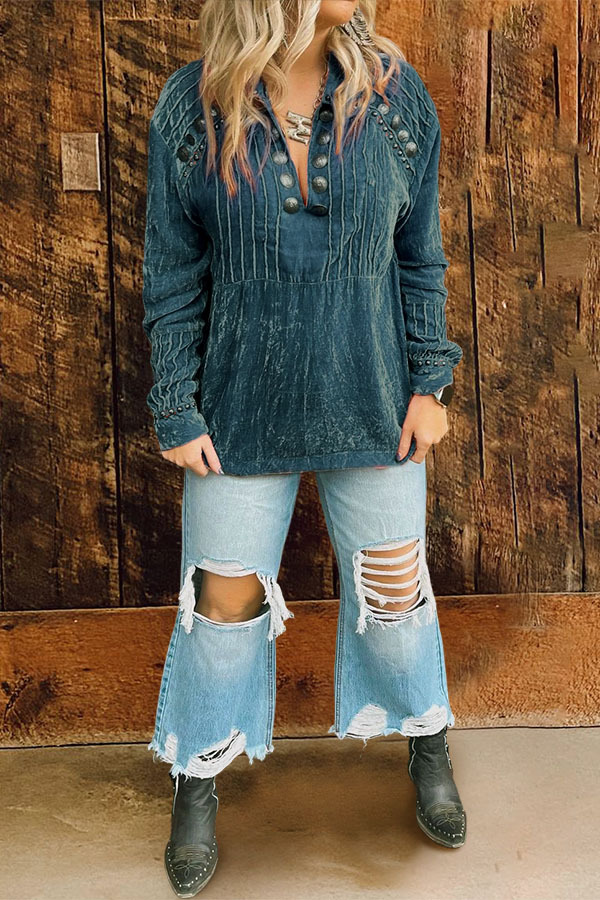 Cozy Pleated Velvet Sweatshirt