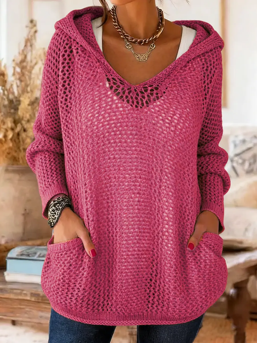 Women's Long-Sleeved Pocket Hooded Cover-Up