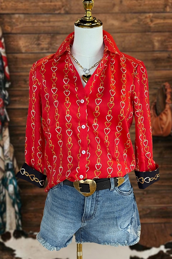 Beautiful Heart Chain Print Shirt