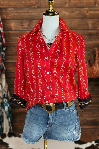 Beautiful Heart Chain Print Shirt