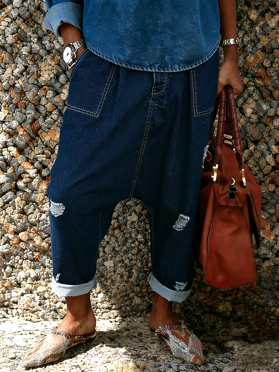 Women's Casual Ripped Pocket Jeans