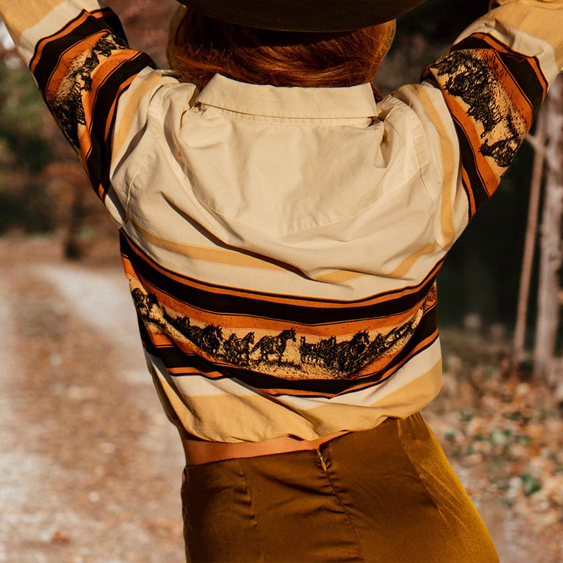 Western Stripe Horse Print Shirt