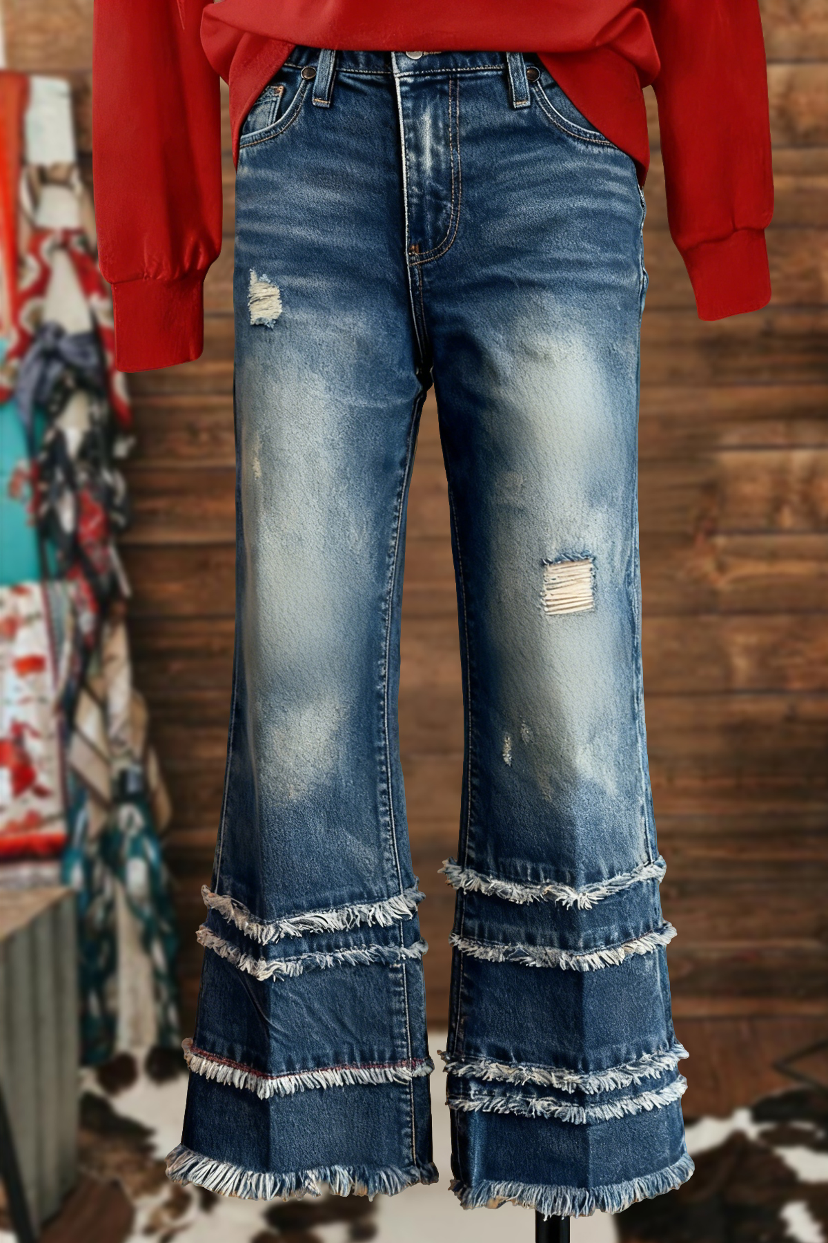 Classic Denim Raw Edge Pants