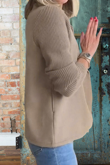 Knitted Patchwork Sleeve Casual Blazer