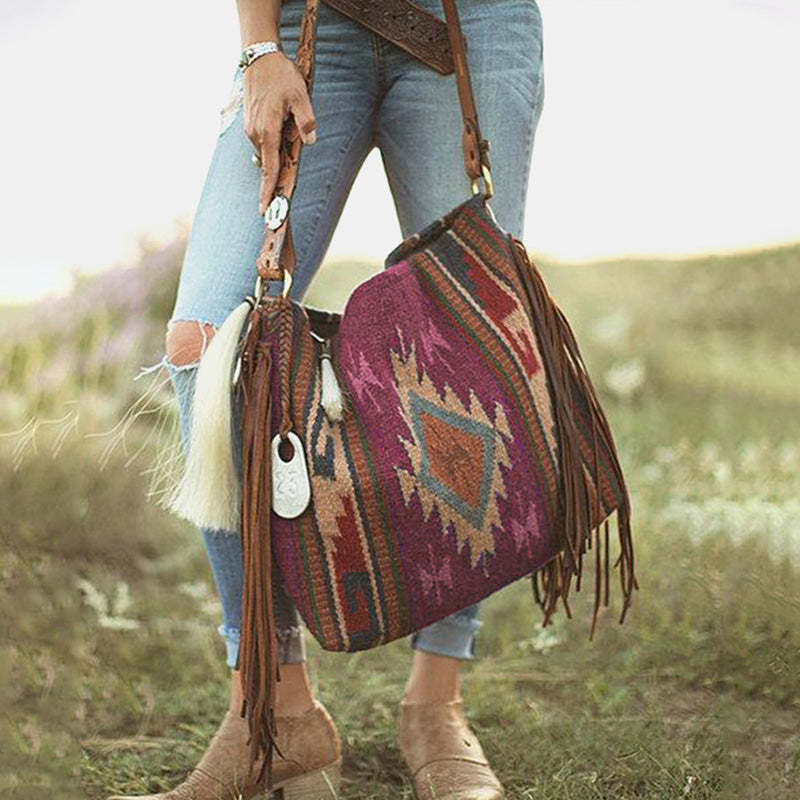 Women's bag | Vintage Handwoven Beard Shoulder Bag |website-westernfeelings