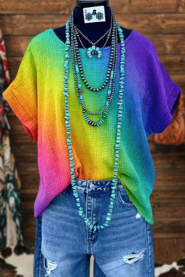 Cozy Pride Month Rainbow Queer Washed Dolman Sleeve T-Shirt