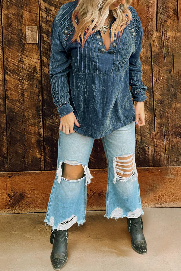 Cozy Pleated Velvet Sweatshirt