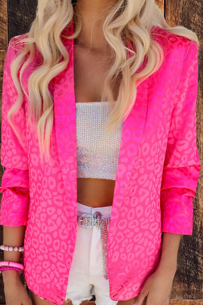 Pink Satin Leopard Blazer