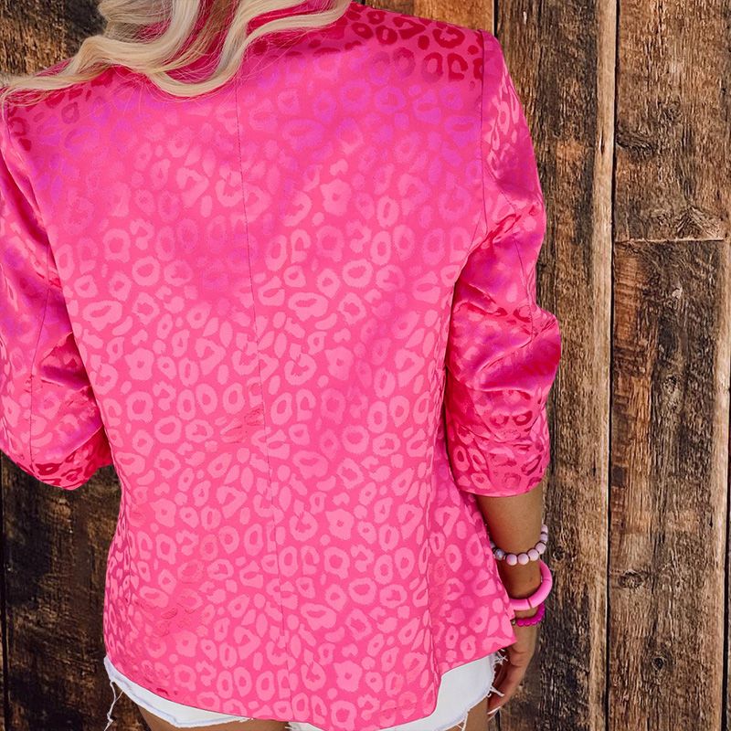 Pink Satin Leopard Blazer