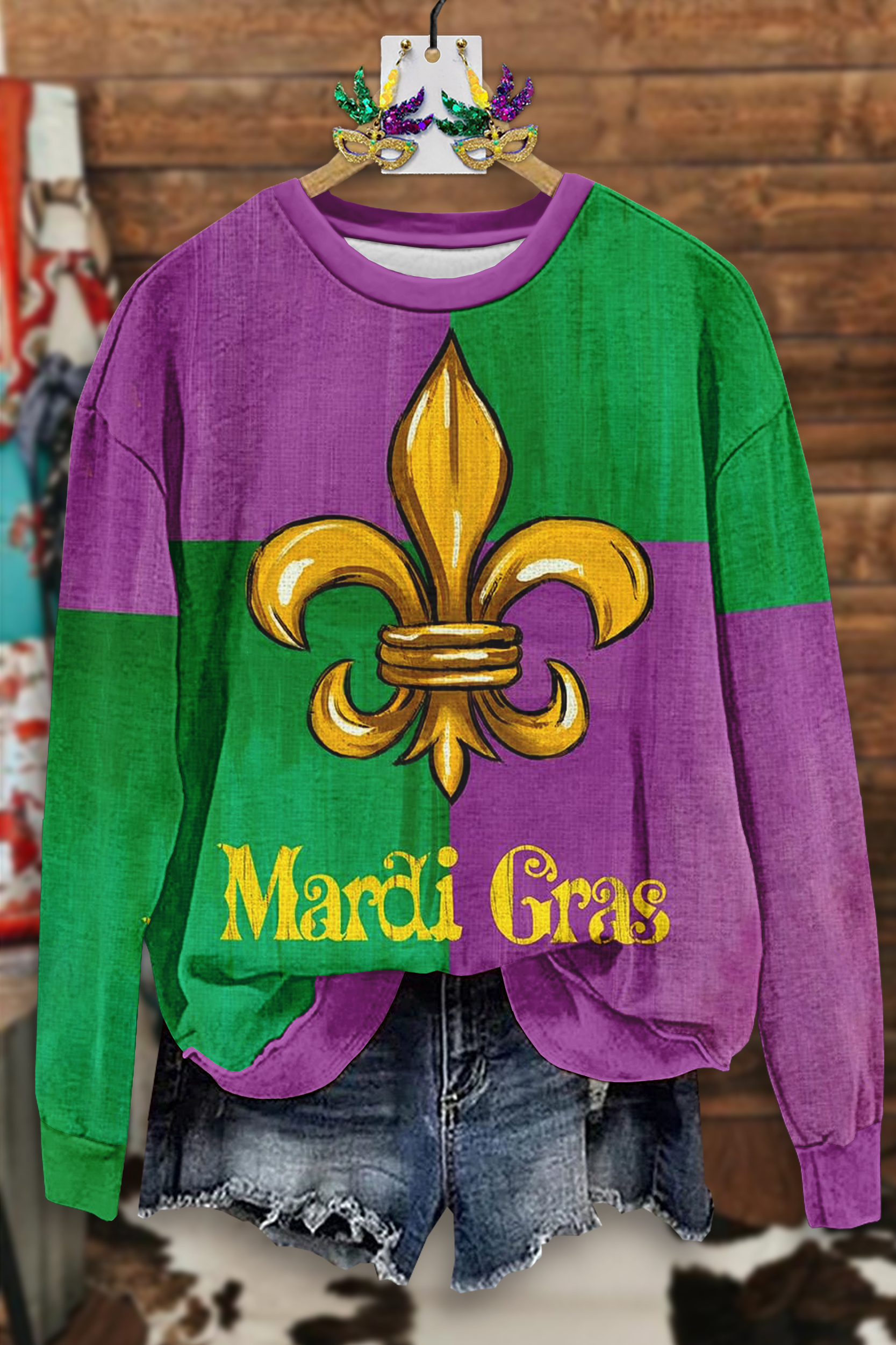 Mardi Gras Color Block Sweatshirt
