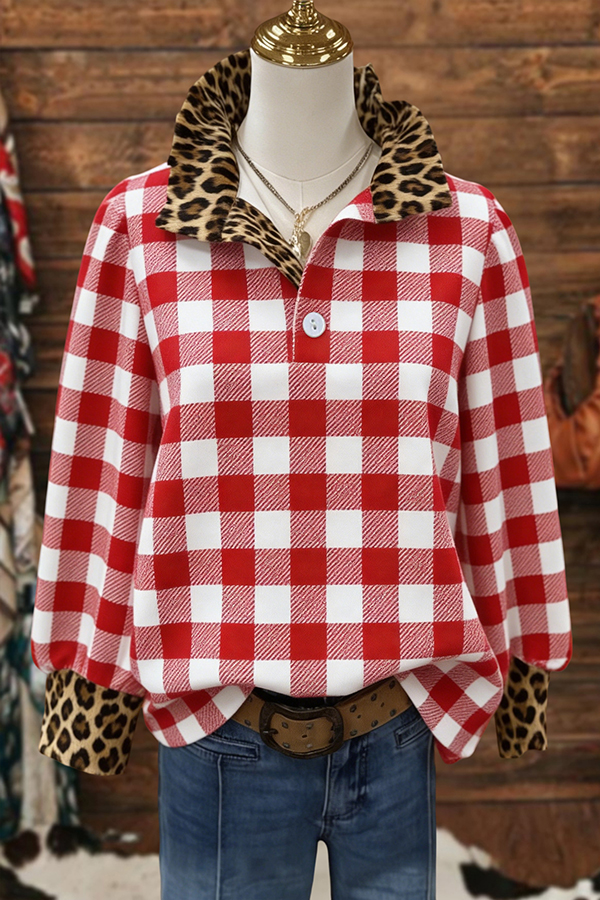 Classic Plaid Leopard Print Blouses