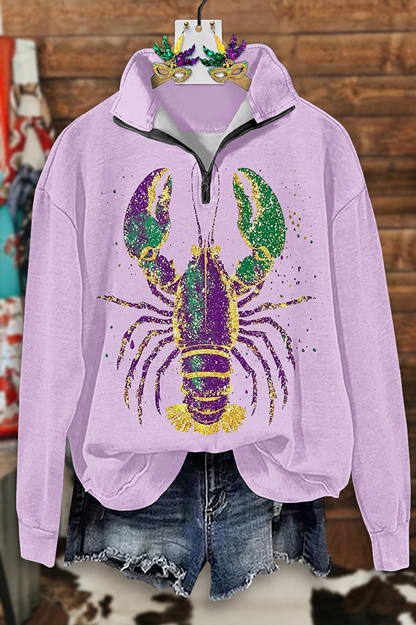 Mardi Gras Crawfish Zipper Sweatshirt