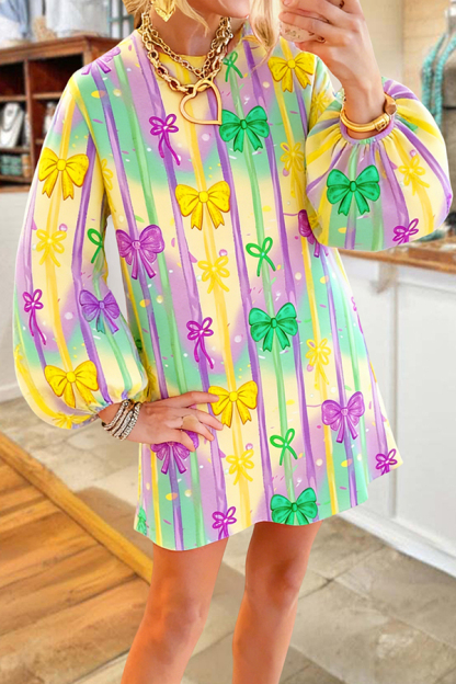 Mardi Gras Bow Sweatshirt Dress