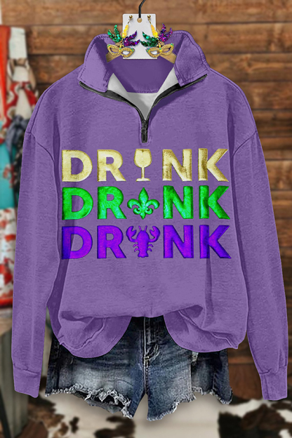 Mardi Gras Drink Zip-Up Sweatshirt