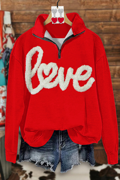 Valentine's Day Love Zip-Up Sweatshirt