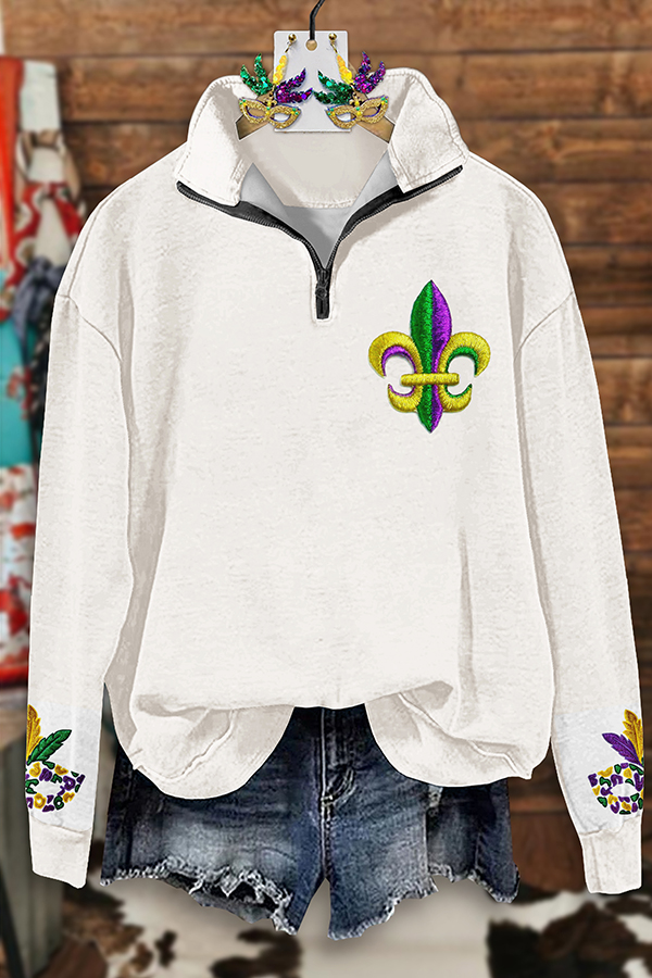 Classic Mardi Gras Zip-Up Sweatshirt