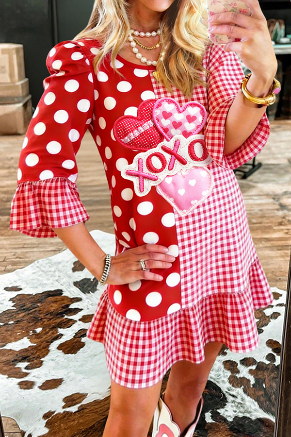 Valentine's Day Polka Dot and Plaid Dress