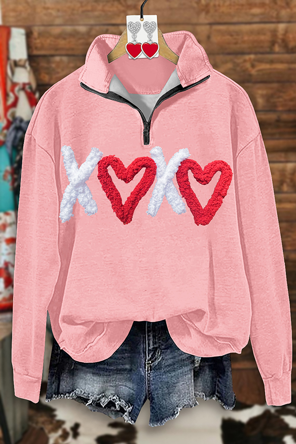Classic Valentine's Day XOXO Zip-Up Sweatshirt