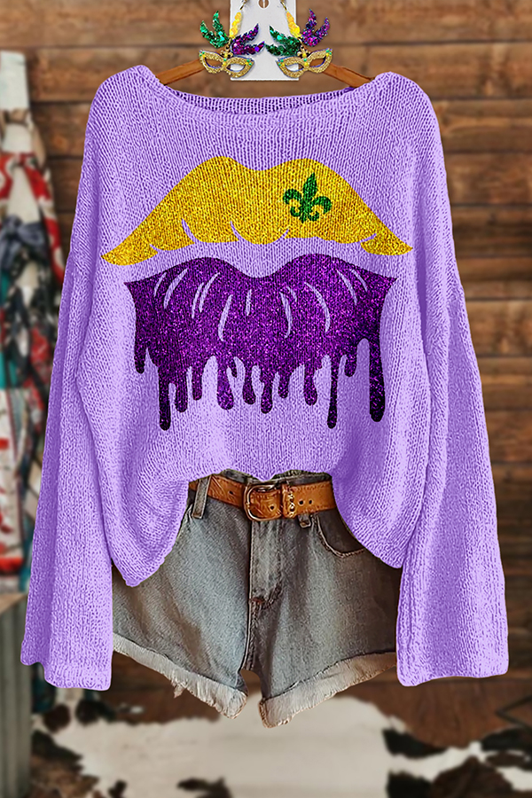 Mardi Gras Lip Sweater