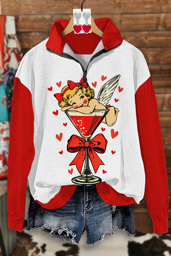 Cute Valentine's Day Zip-Up Sweatshirt