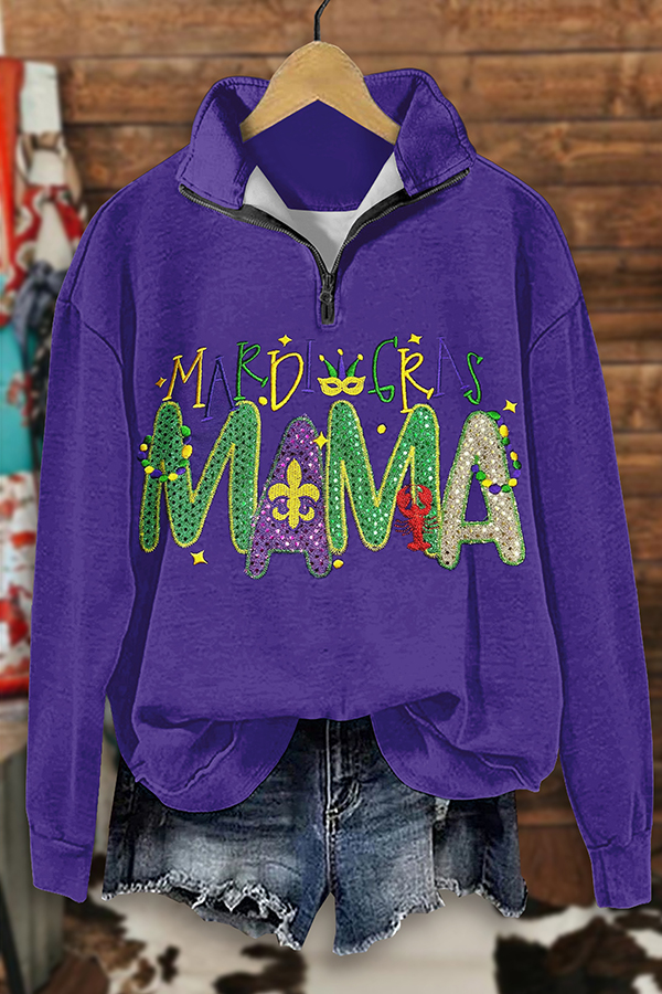 Mardi Gras Mama Zip-Up Sweatshirt