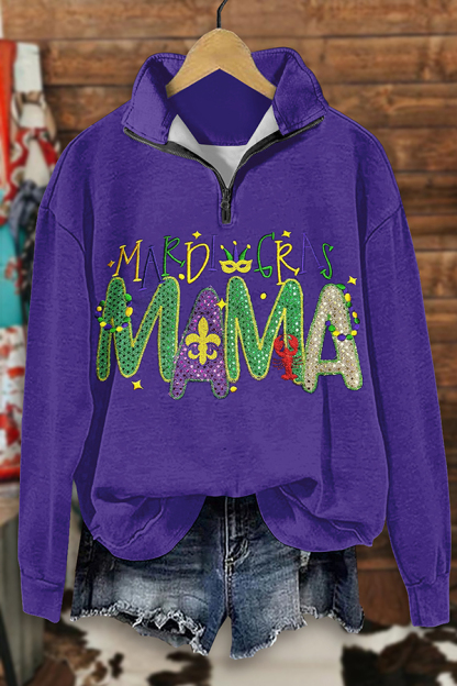 Mardi Gras Mama Zip-Up Sweatshirt