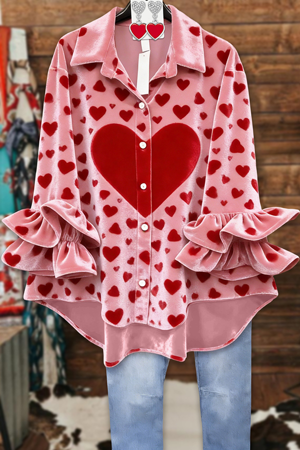 Valentine's Day Heart Velvet Blouses