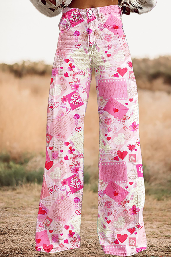 Sweet Valentine's Day Wide-Leg Pants