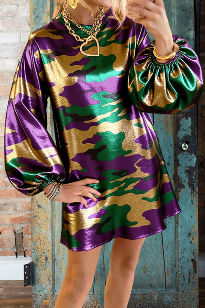 Mardi Gras Camouflage Sweatshirt Dress