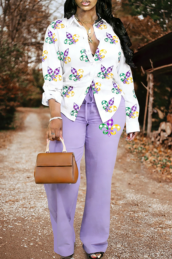 Mardi Gras Shirt And Pants Two-Piece Set