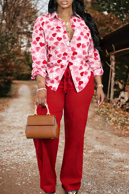 Valentine's Day Heart Shirt And Pants Two-Piece Set