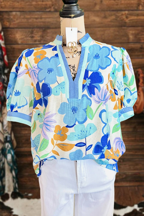 Women's blouse | Fresh Floral Puff Sleeve Blouses |westernfeelings