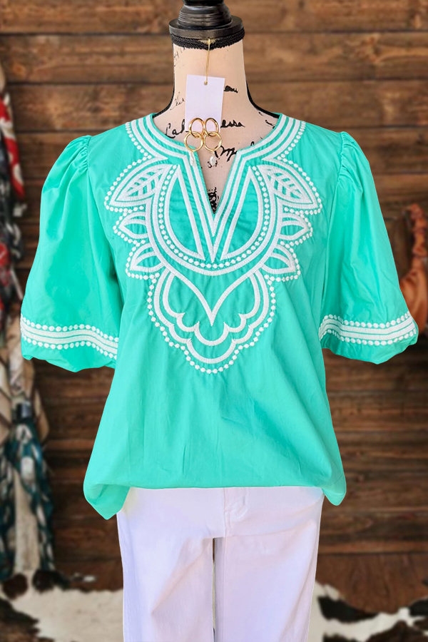 Women's blouse | Fresh Abstract Print V-Neck Blouse |westernfeelings